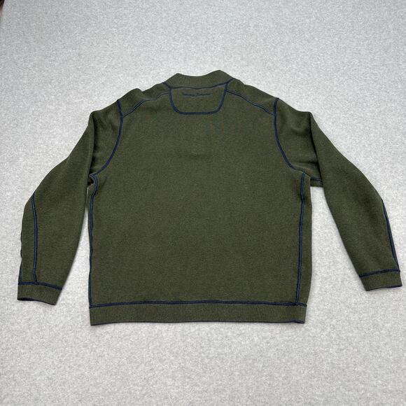 Tommy Bahama Flipshore Half-Zip Reversible Sweatshirt Men XL Green Blue Pullover - Picture 7 of 7